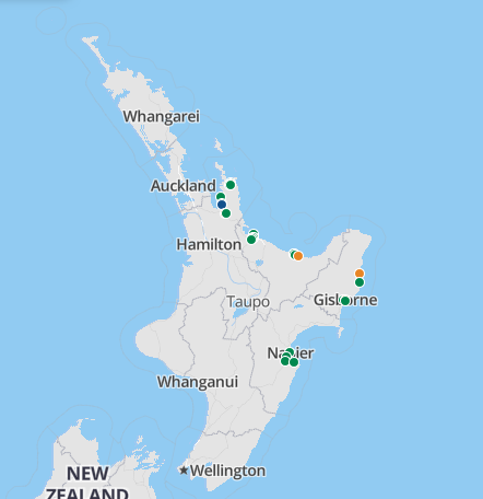 Map of North Island, New Zealand