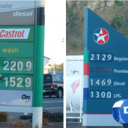Petrol prices on the same day!